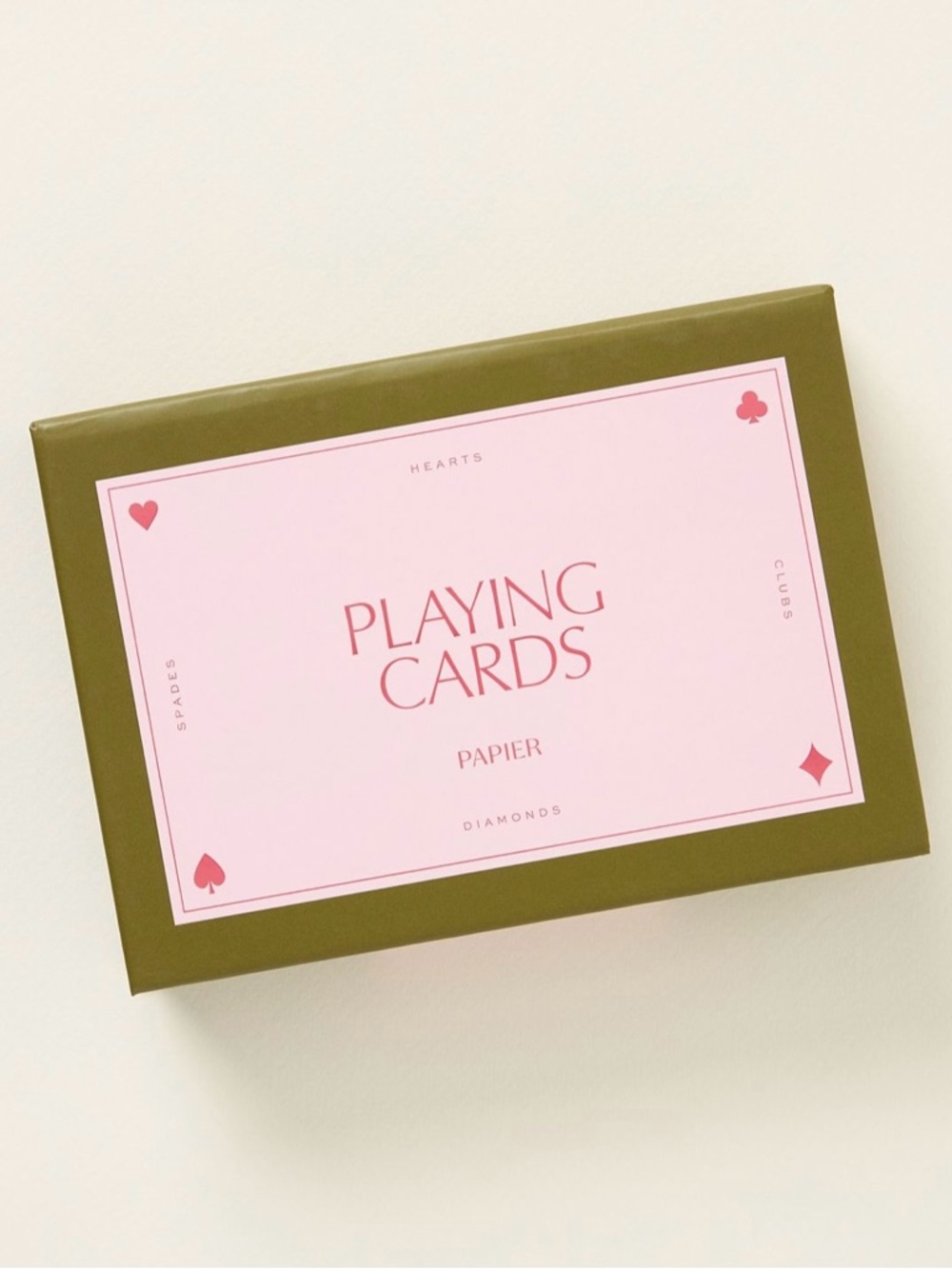 NWT Anthropologie Papier Olive & Pink Playing Cards by